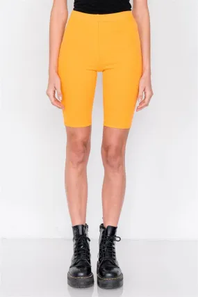 Orange Stretchy Athletic Biker Shorts /4-2-1