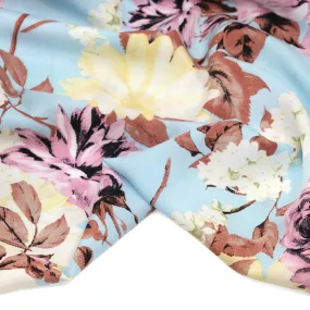 Pastel Roses Rayon Voile - Pale Blue