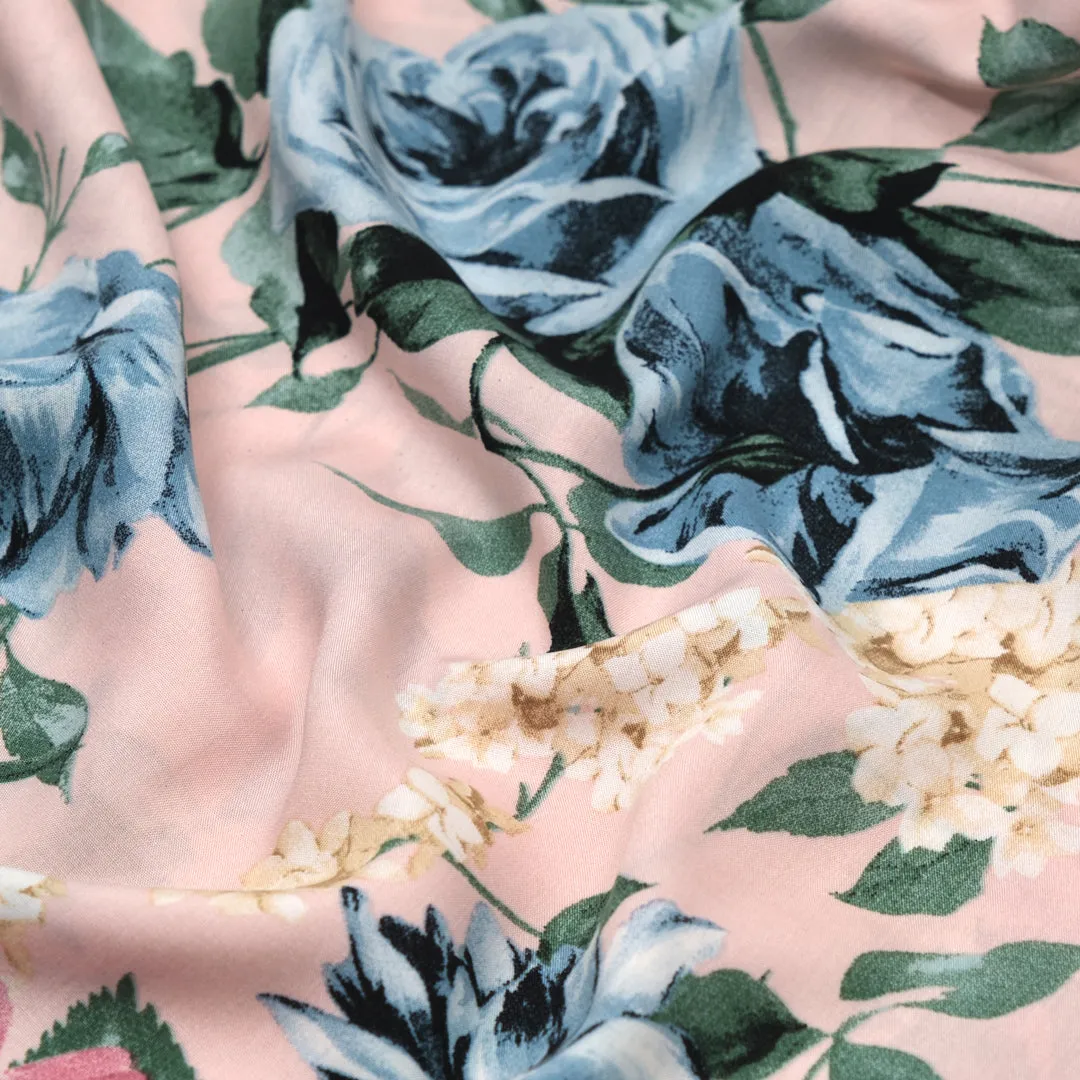 Pastel Roses Rayon Voile - Pale Pink