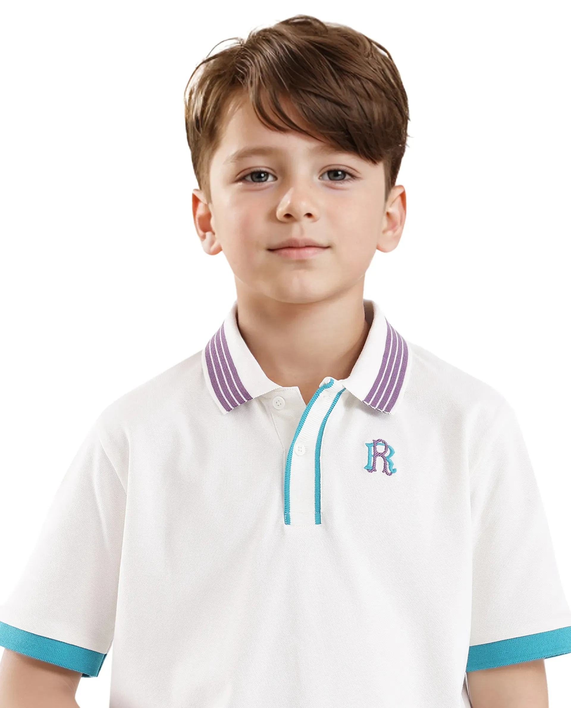 Rare Ones Kids Jef White Cotton Short Sleeve Solid Polo