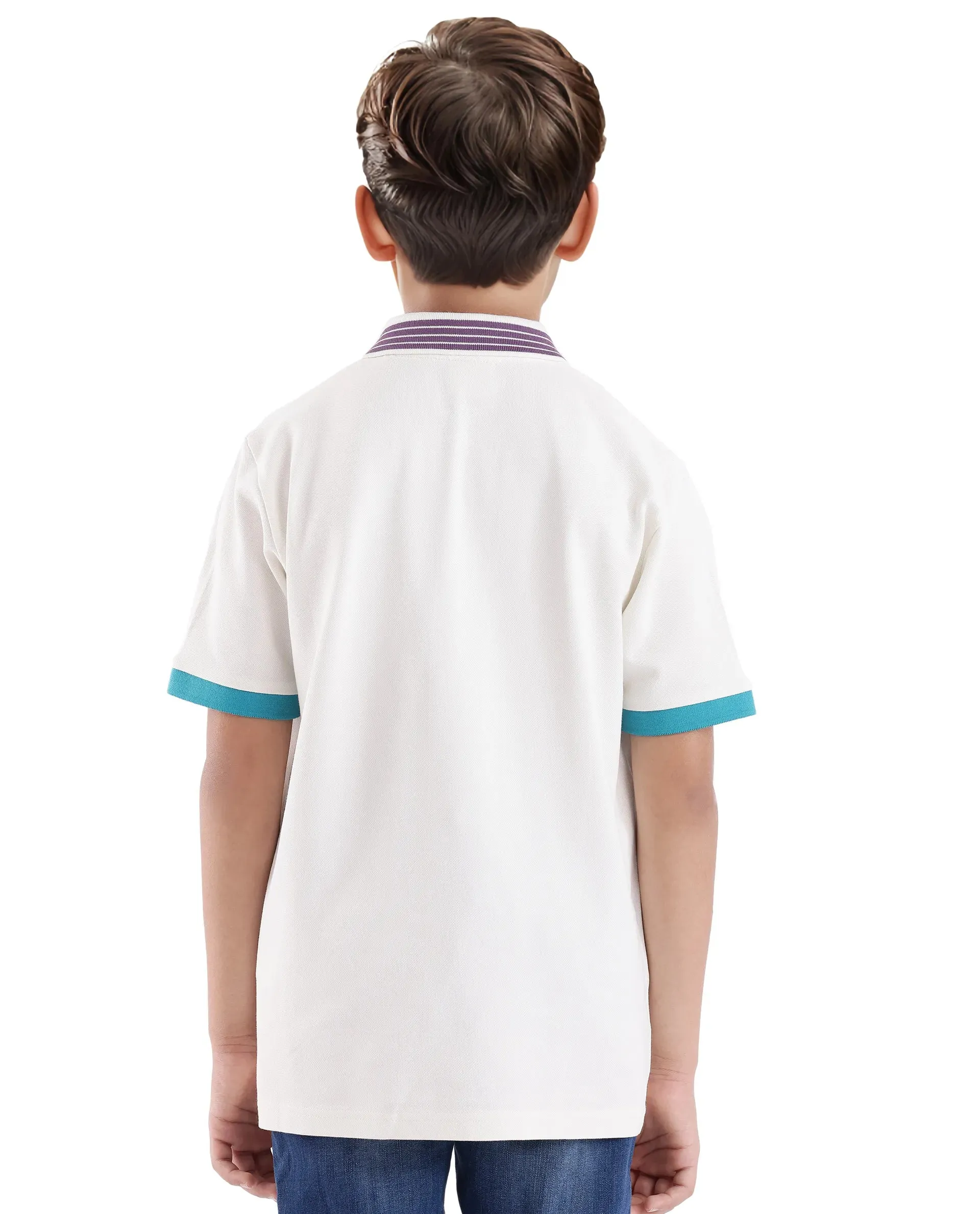 Rare Ones Kids Jef White Cotton Short Sleeve Solid Polo