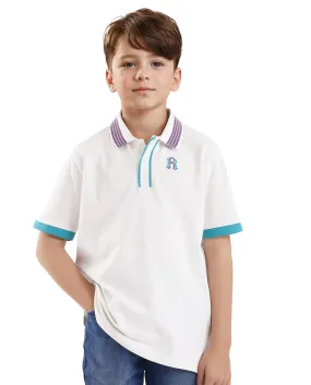 Rare Ones Kids Jef White Cotton Short Sleeve Solid Polo