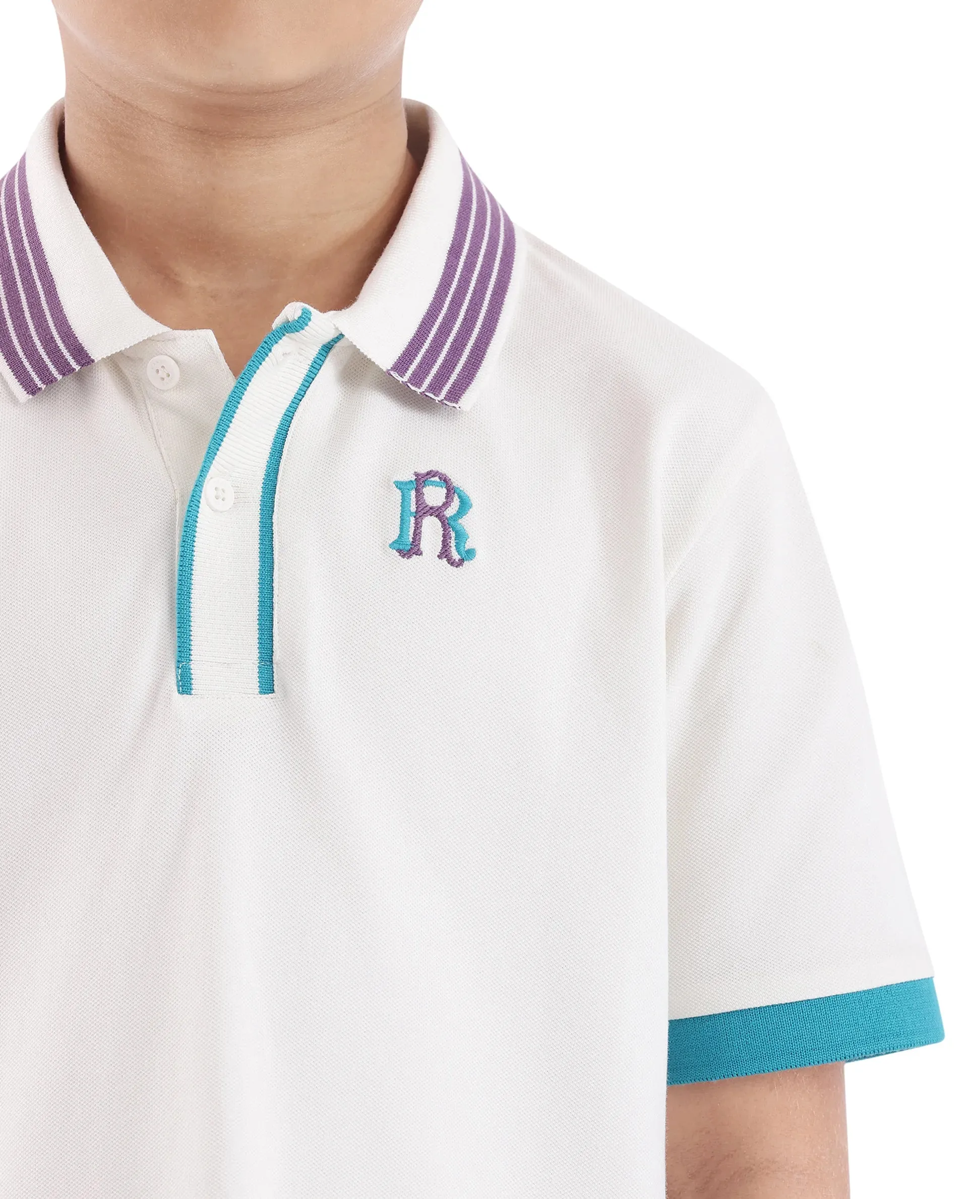 Rare Ones Kids Jef White Cotton Short Sleeve Solid Polo