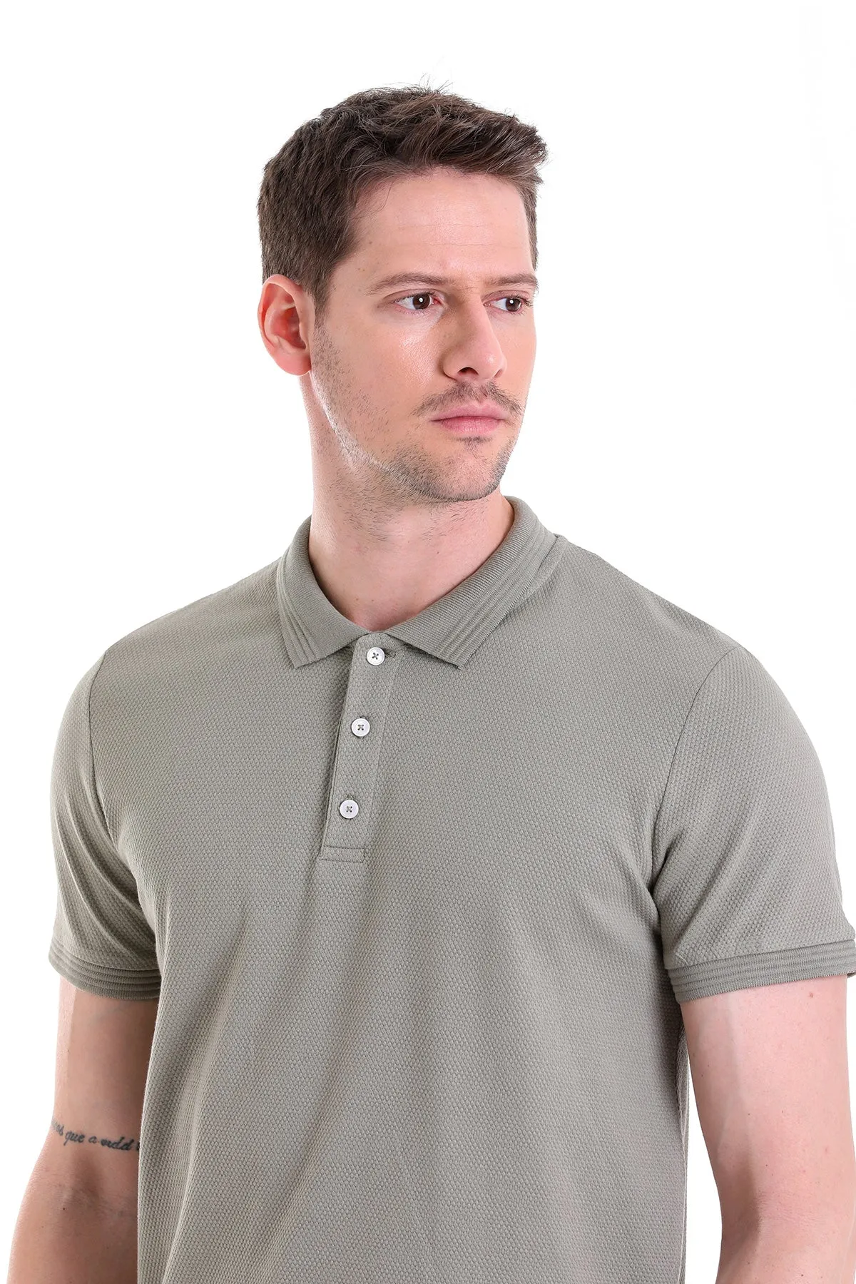 Regular Fit Khaki Cotton Polo T-Shirt