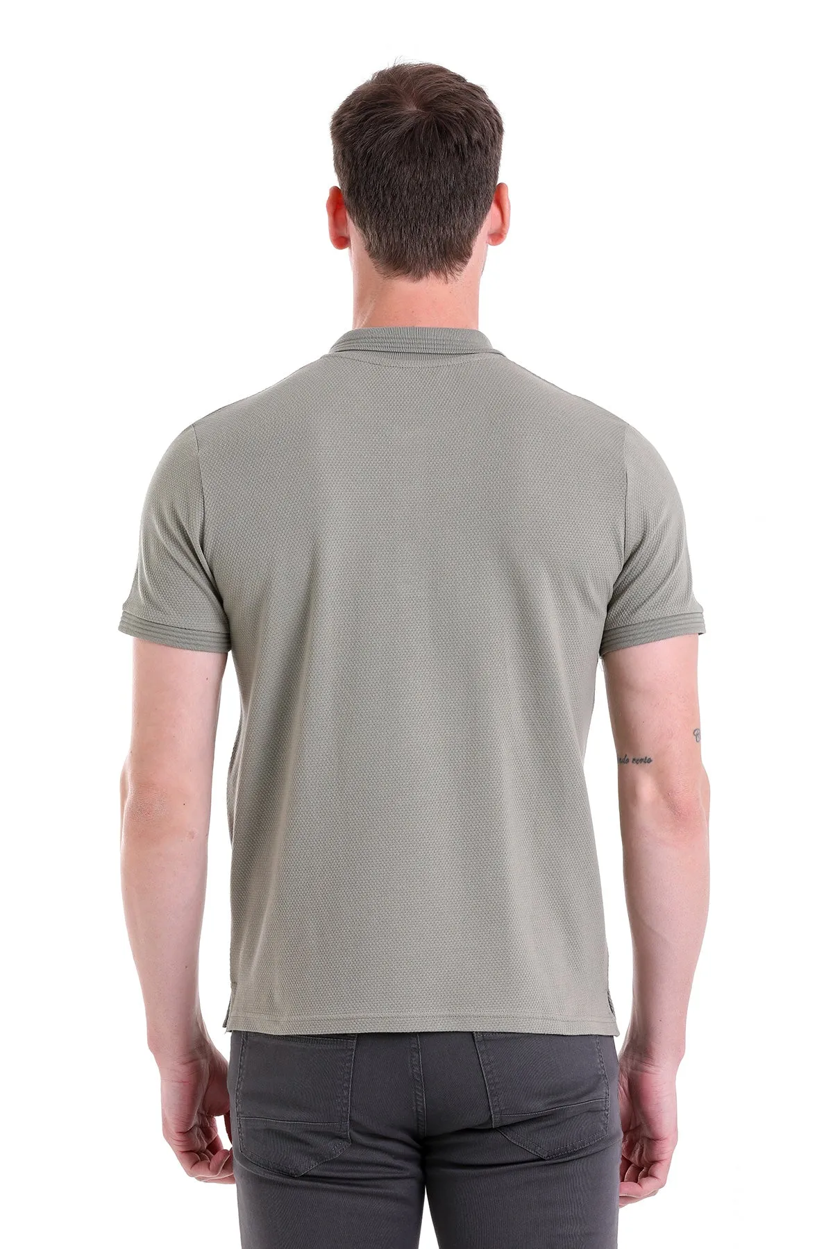 Regular Fit Khaki Cotton Polo T-Shirt