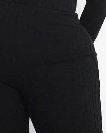 Ruby Ribbed Button Front Wide Leg Jumpsuit | Black