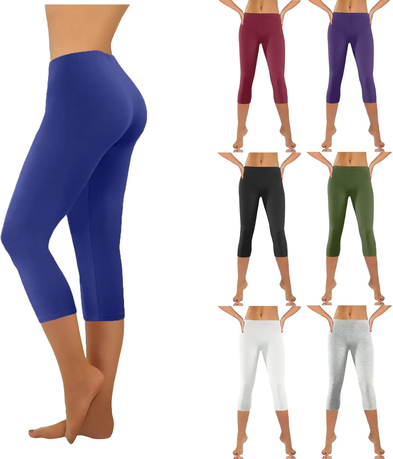 Ruziyoog Womens Capri Leggings High Waist Stretchable Yoga Pants Tummy Control Workout Leggings Compression Capris Pants