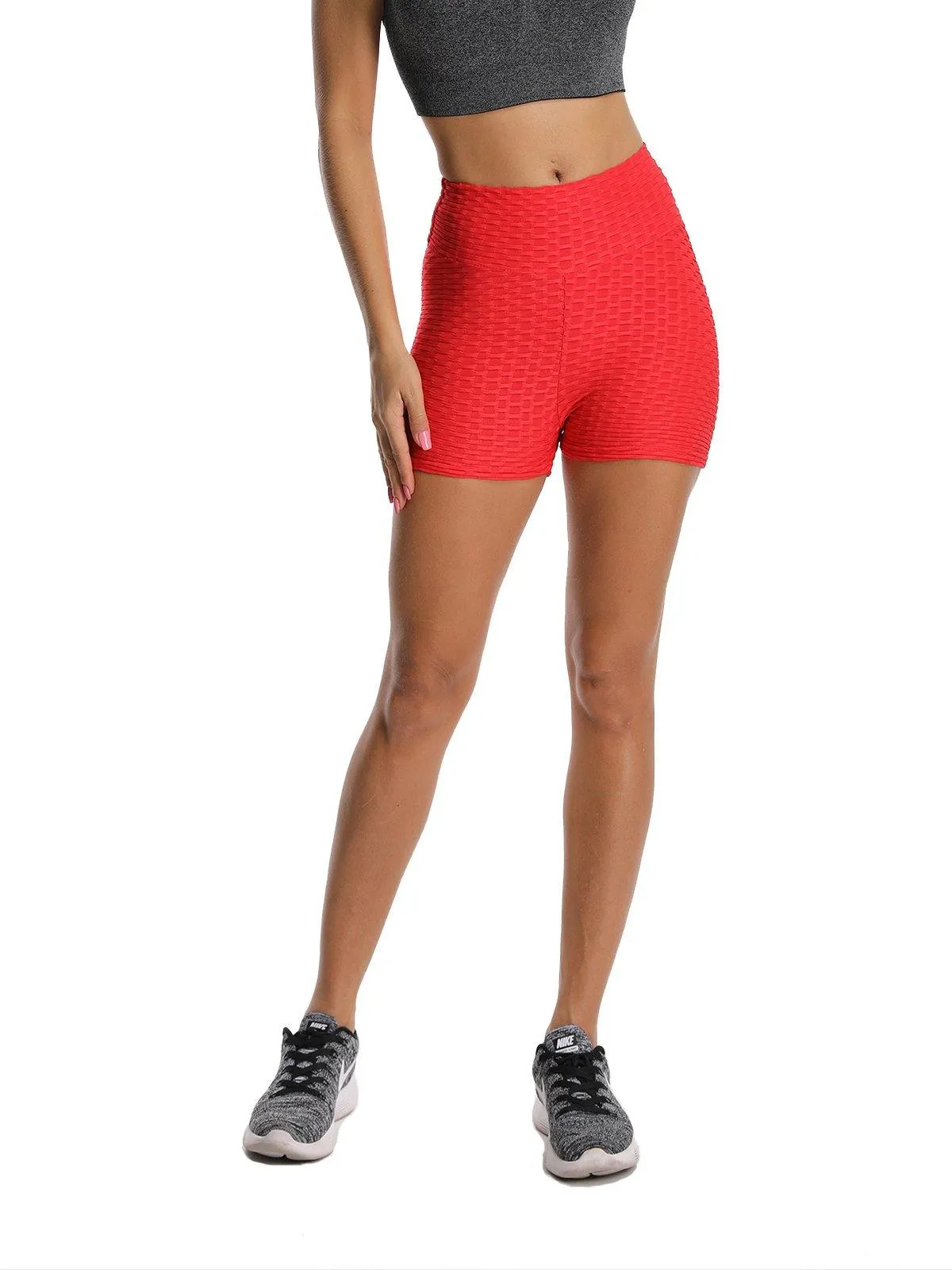 SEASUM Honeycomb  Shorts Ruched Women Yoga Shorts
