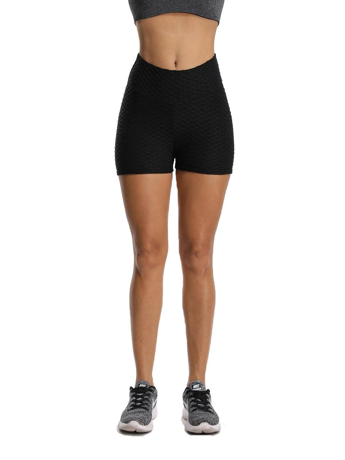 SEASUM Honeycomb  Shorts Ruched Women Yoga Shorts