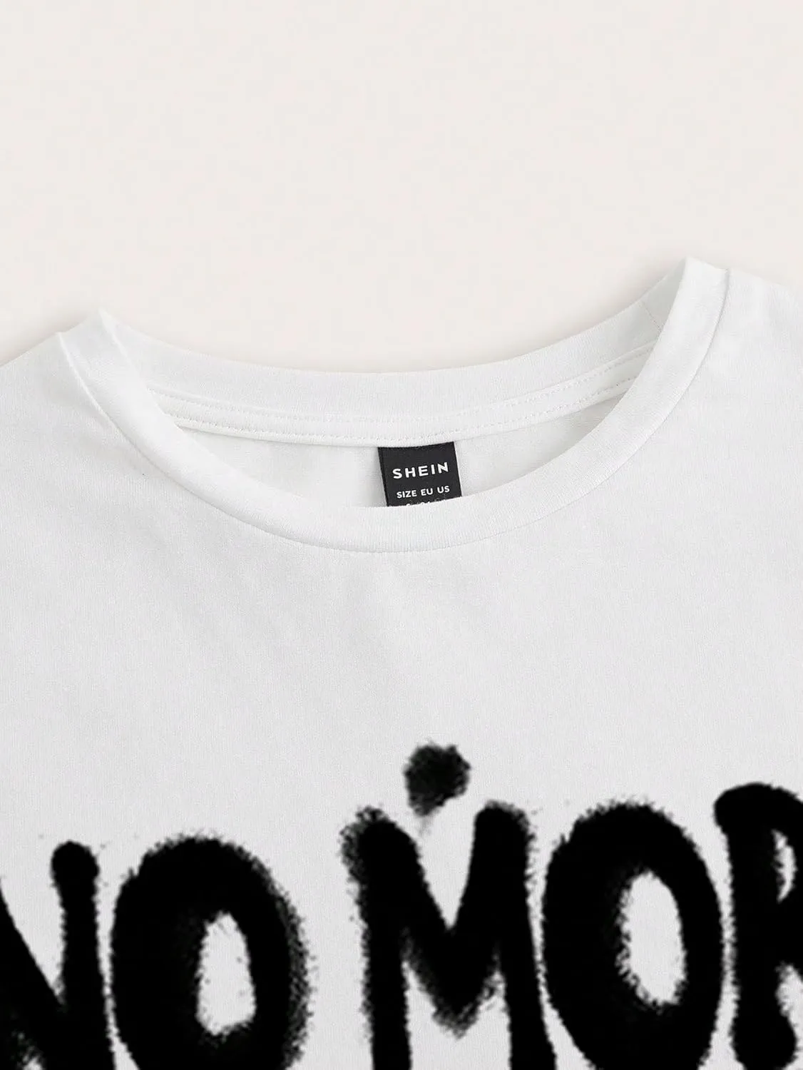 SHENHE Women's Crewneck Short Sleeve Cropped Graphic Tee Letter Print Fitted Tee