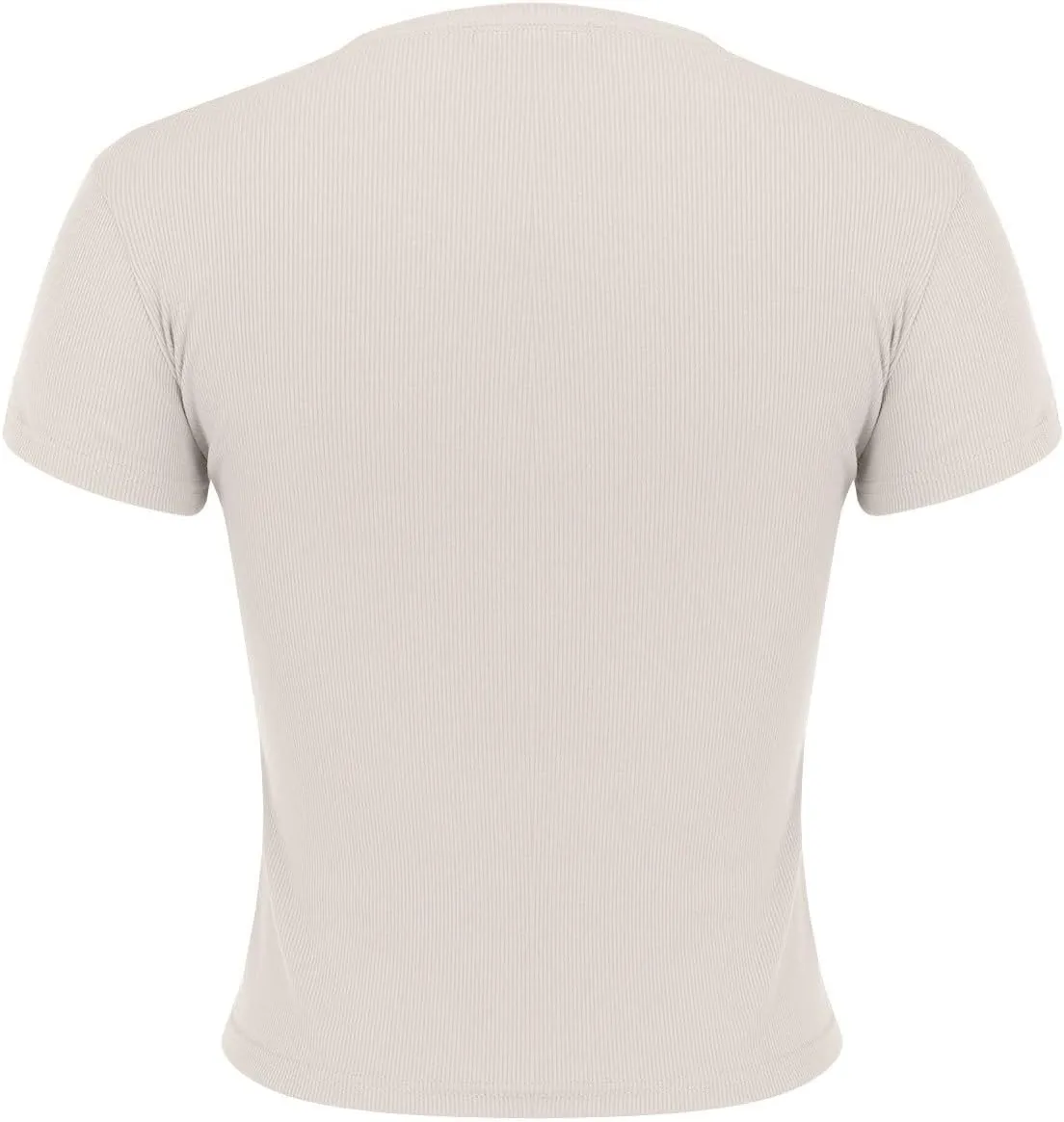 Shirts for Women Trendy Business Work Office Tunic Tops Ribbed Slim Breathable Crewneck Short Sleeve Cotton T Shirts
