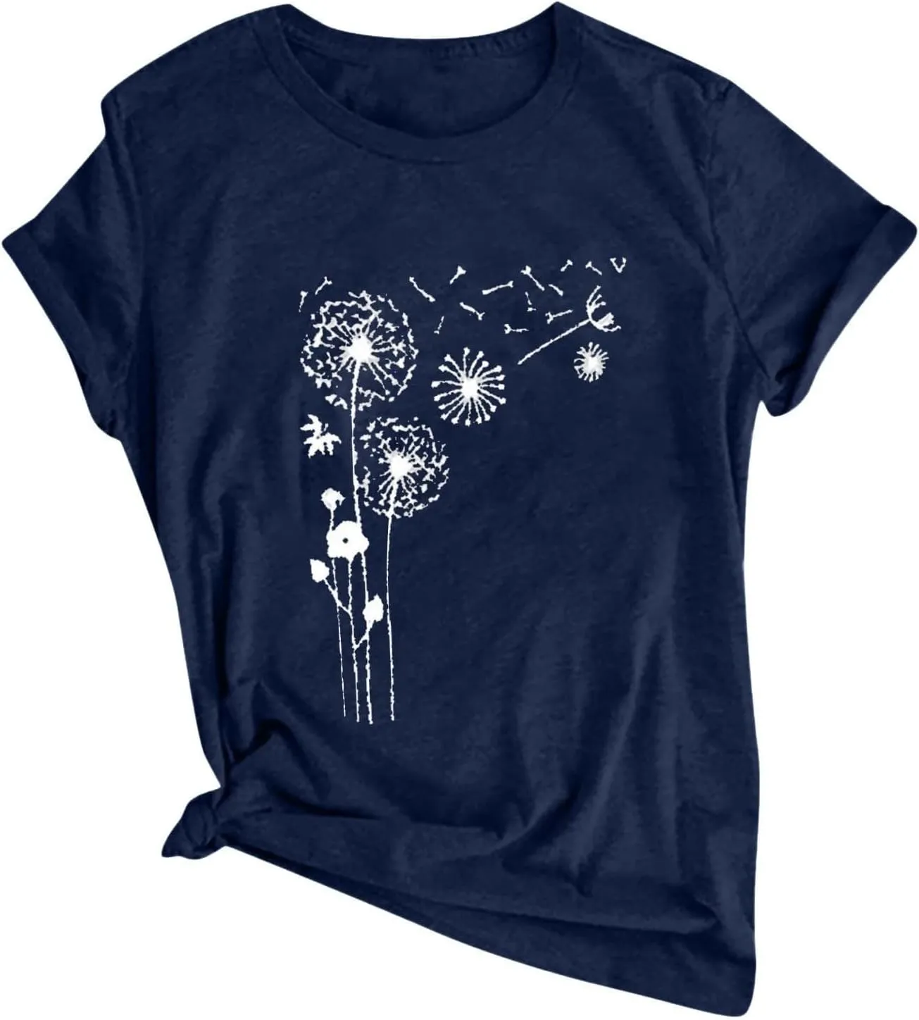 Short Sleeve Shirts for Women Cute Floral Pattern Crewneck Casual Tshirt Summer Thin Lightweight Breathable Tunic Top