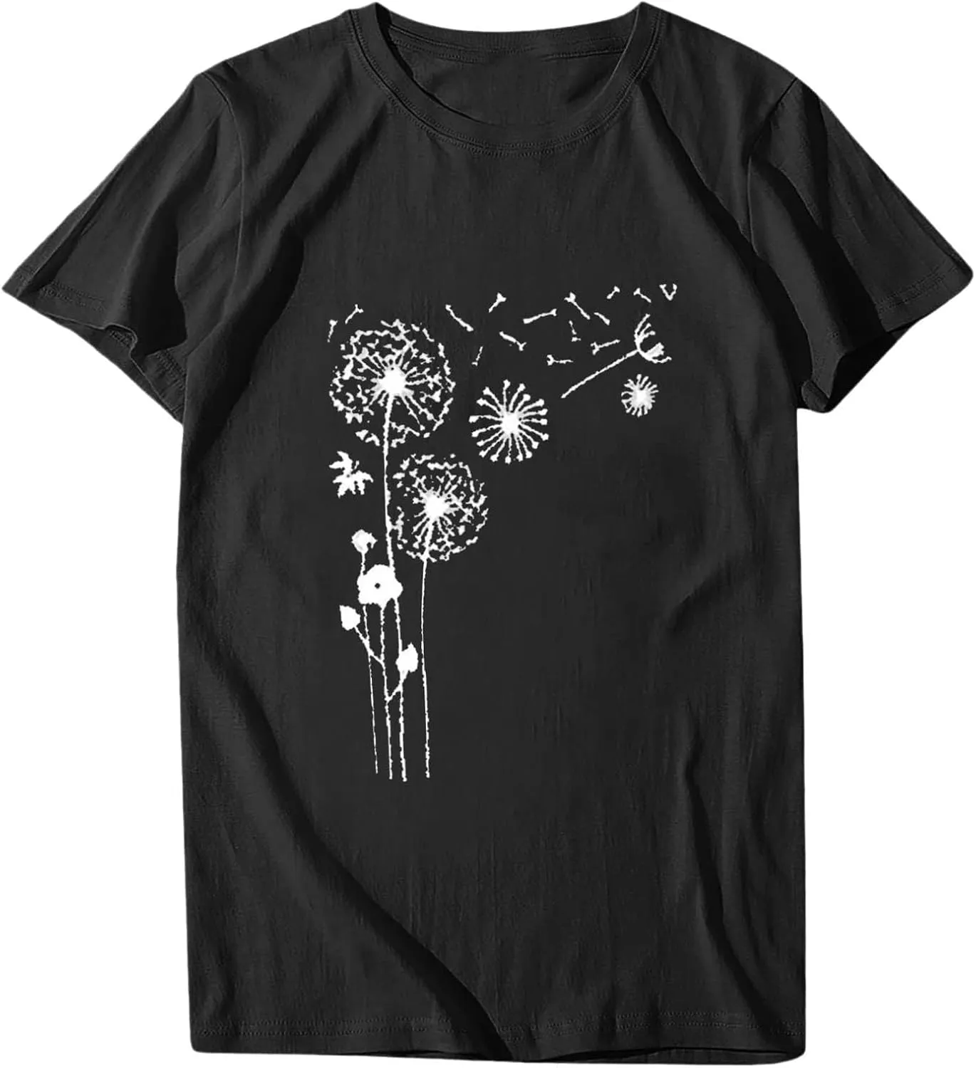 Short Sleeve Shirts for Women Cute Floral Pattern Crewneck Casual Tshirt Summer Thin Lightweight Breathable Tunic Top