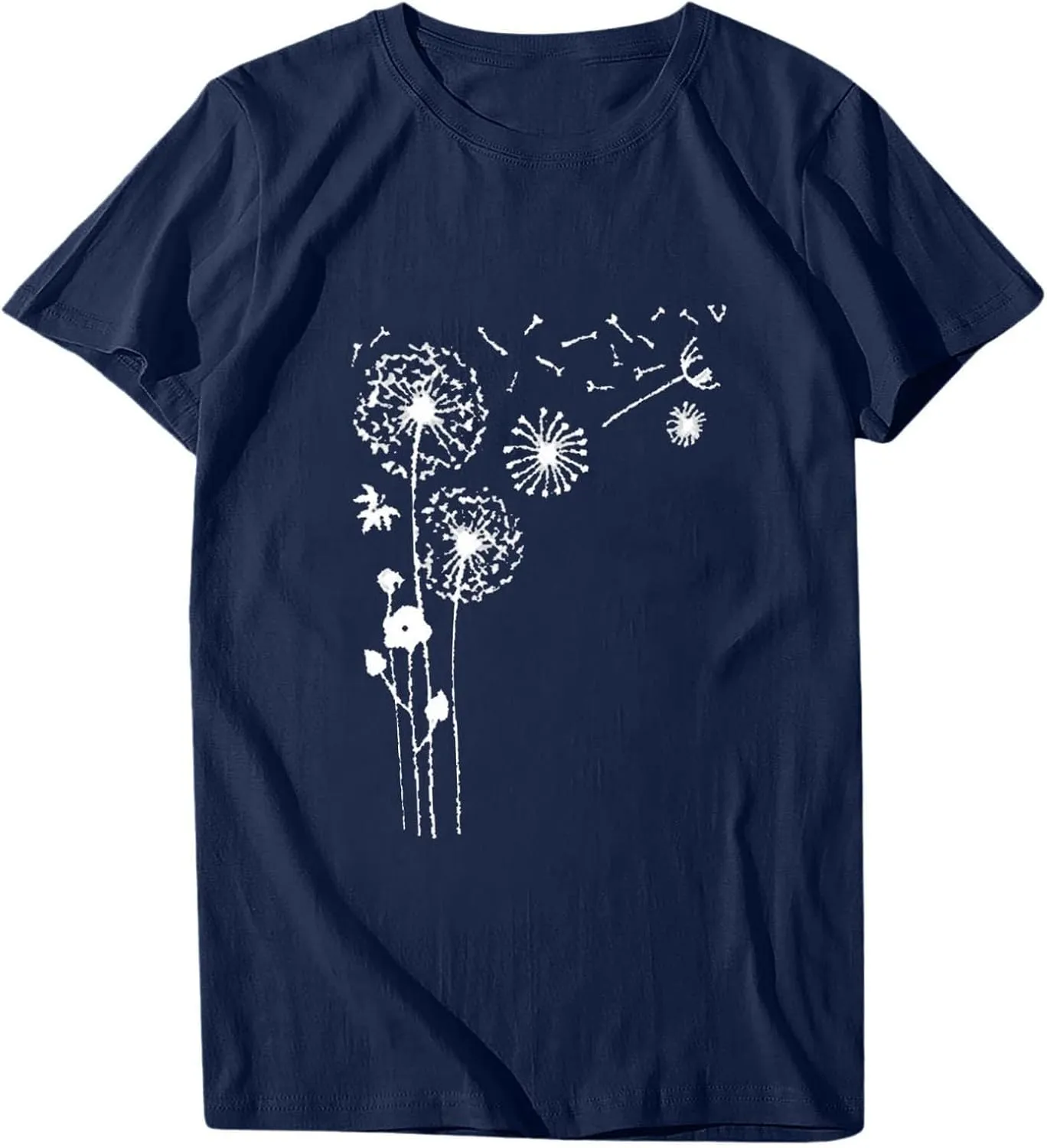 Short Sleeve Shirts for Women Cute Floral Pattern Crewneck Casual Tshirt Summer Thin Lightweight Breathable Tunic Top