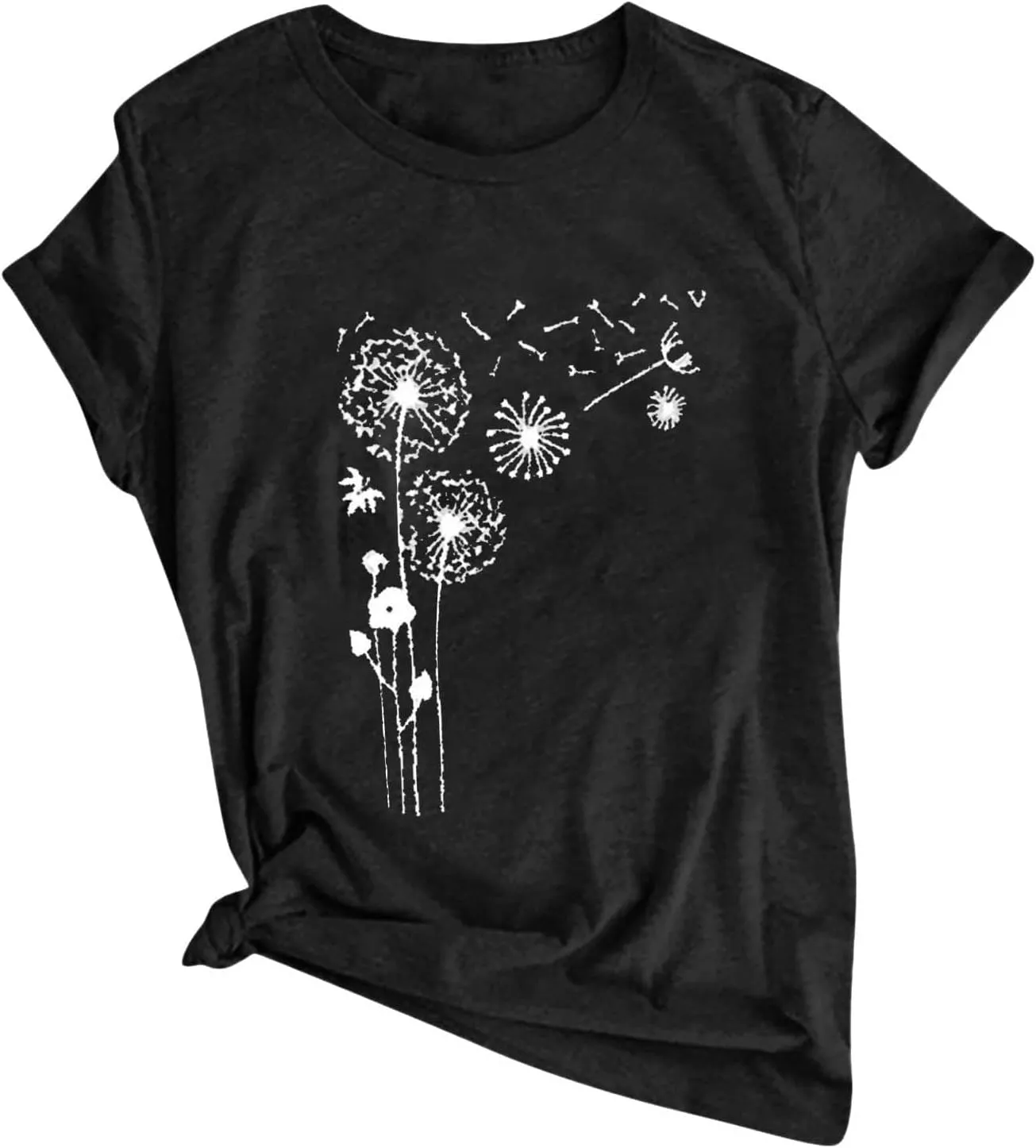 Short Sleeve Shirts for Women Cute Floral Pattern Crewneck Casual Tshirt Summer Thin Lightweight Breathable Tunic Top