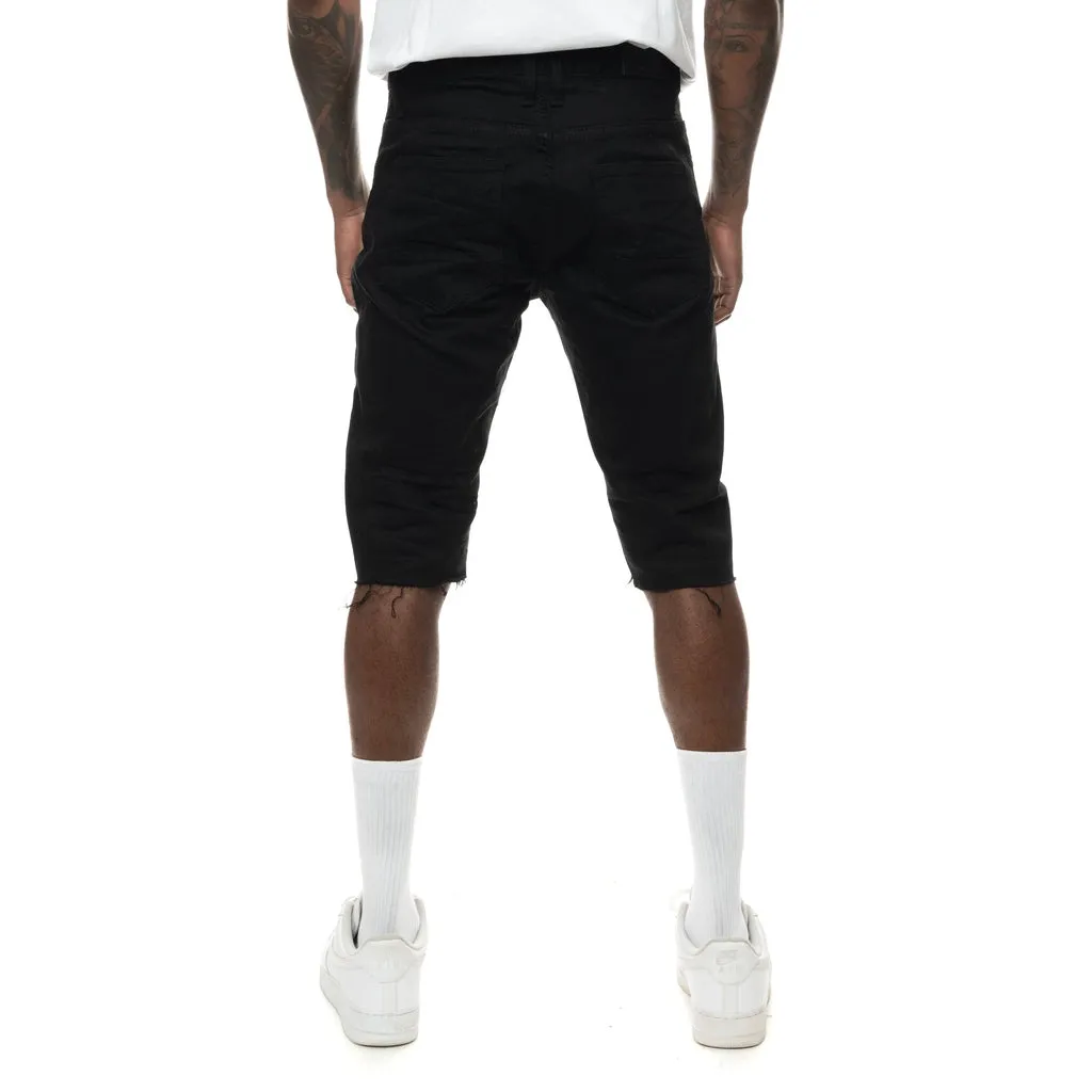 Slim Ripoff Semi Basic Jean Shorts - Jet Black