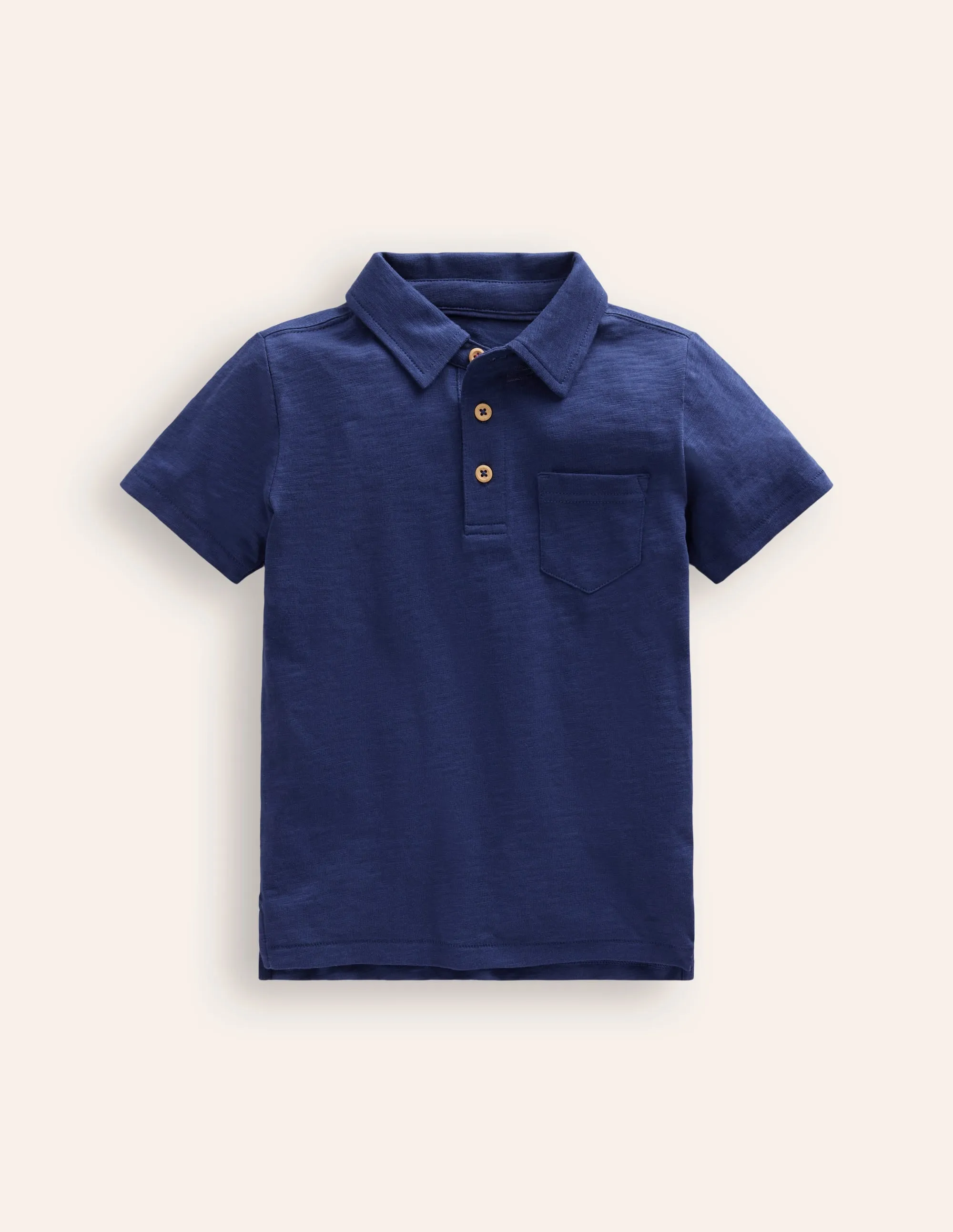 Slub Polo Shirt-College Navy