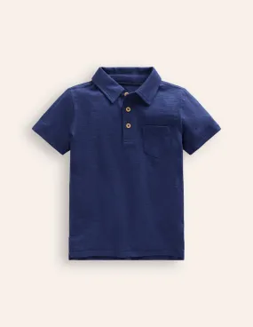 Slub Polo Shirt-College Navy
