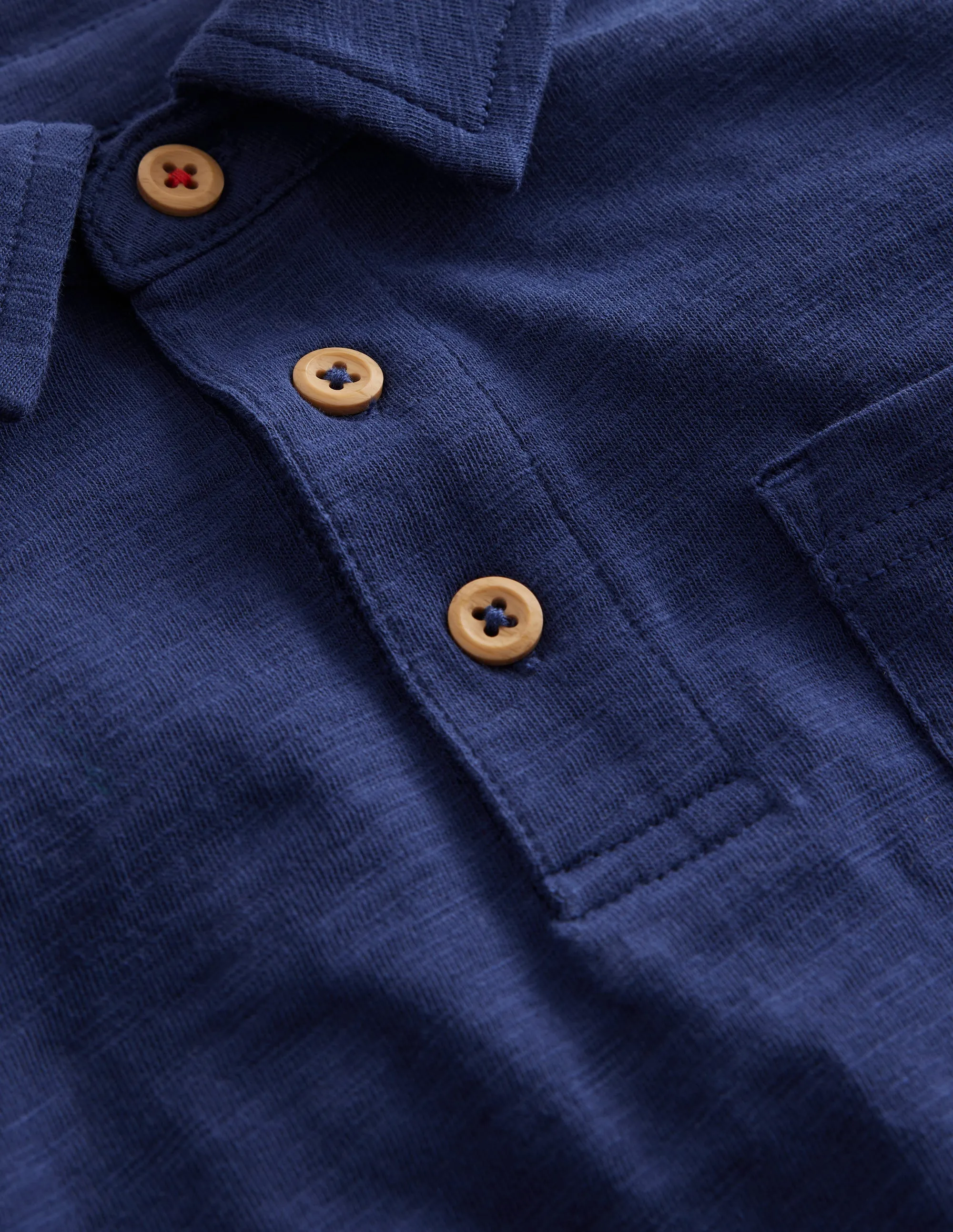 Slub Polo Shirt-College Navy