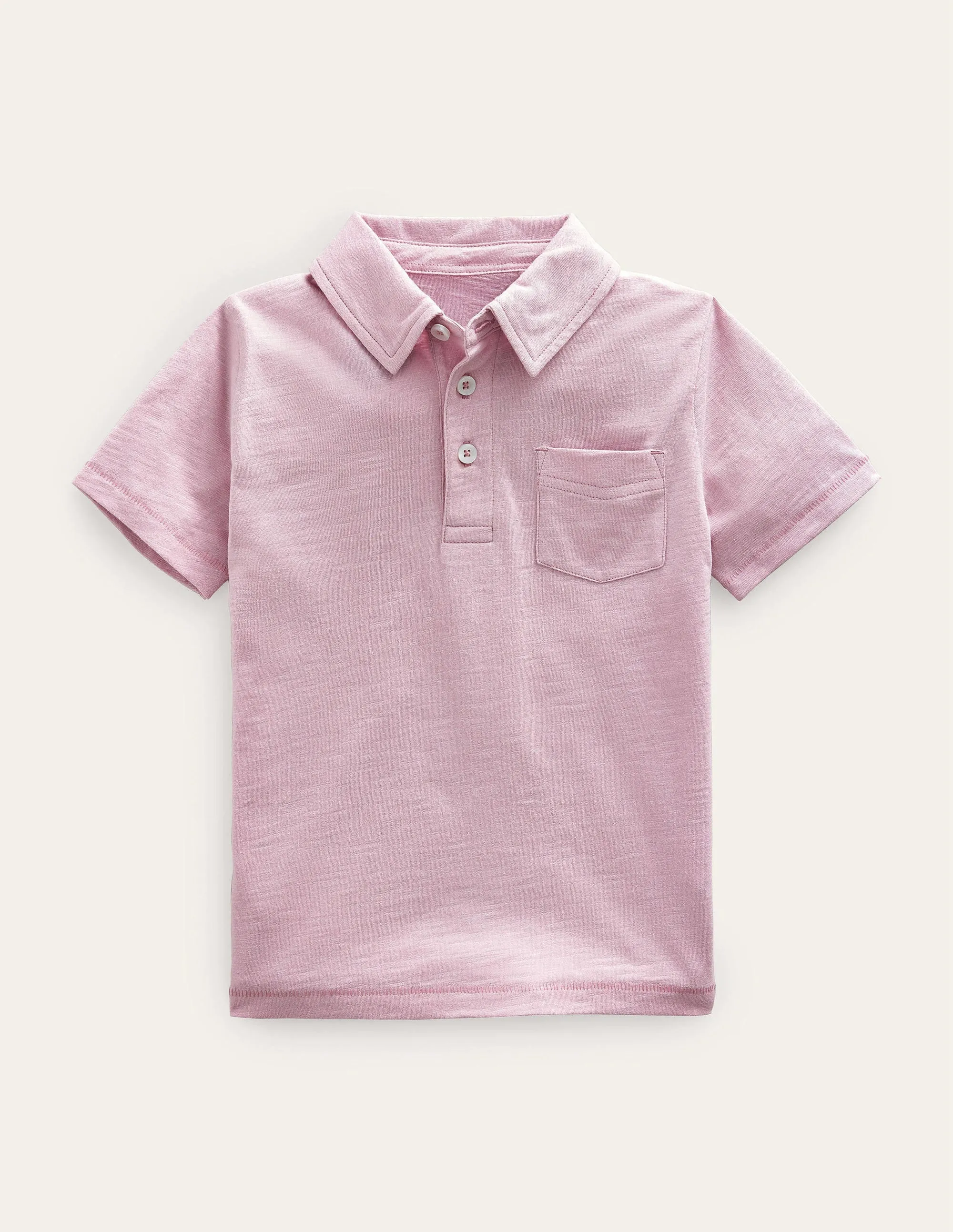Slub Polo Shirt-Pink