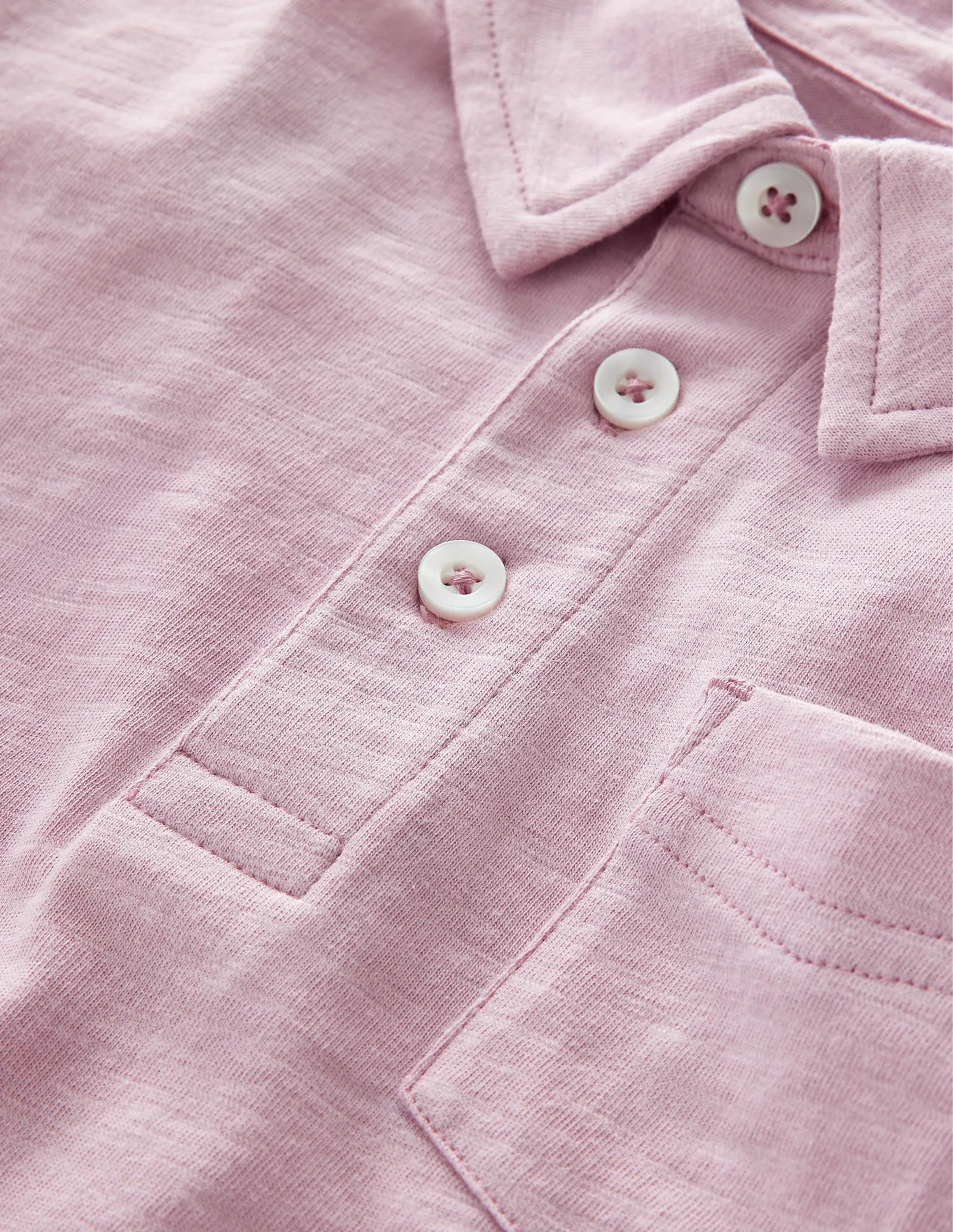 Slub Polo Shirt-Pink