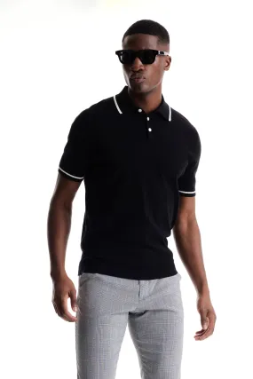 Soft Cloth Pacific Polo in Cotton Silk Jersey - Black Beauty