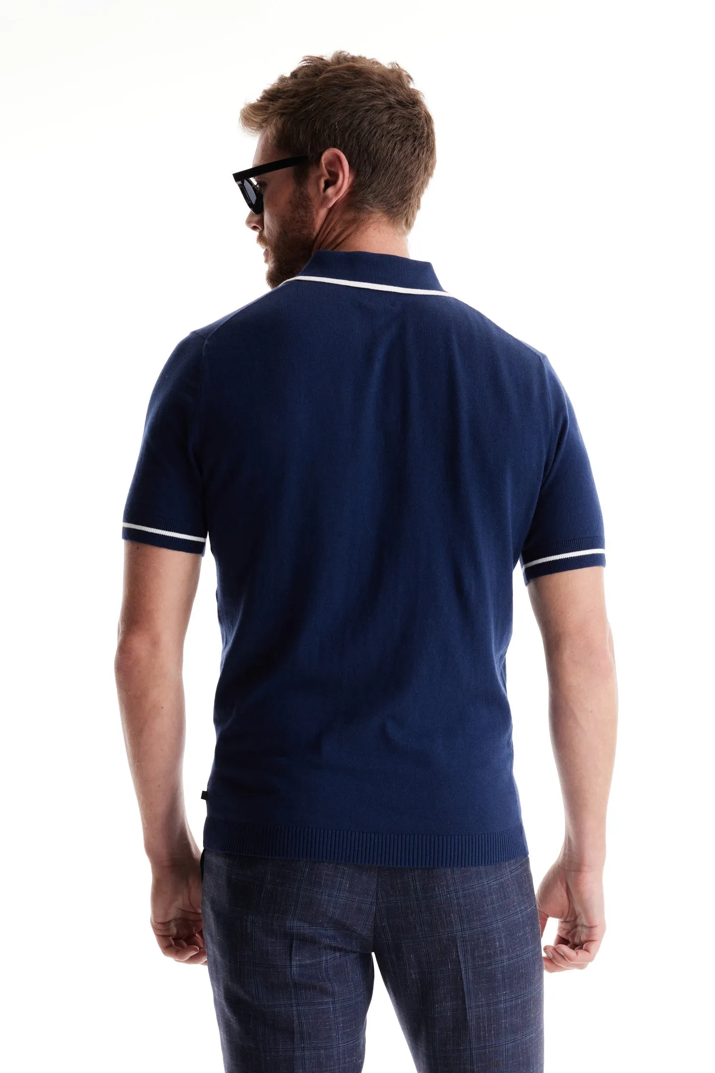 Soft Cloth Pacific Polo in Cotton Silk Jersey - Sky Captain