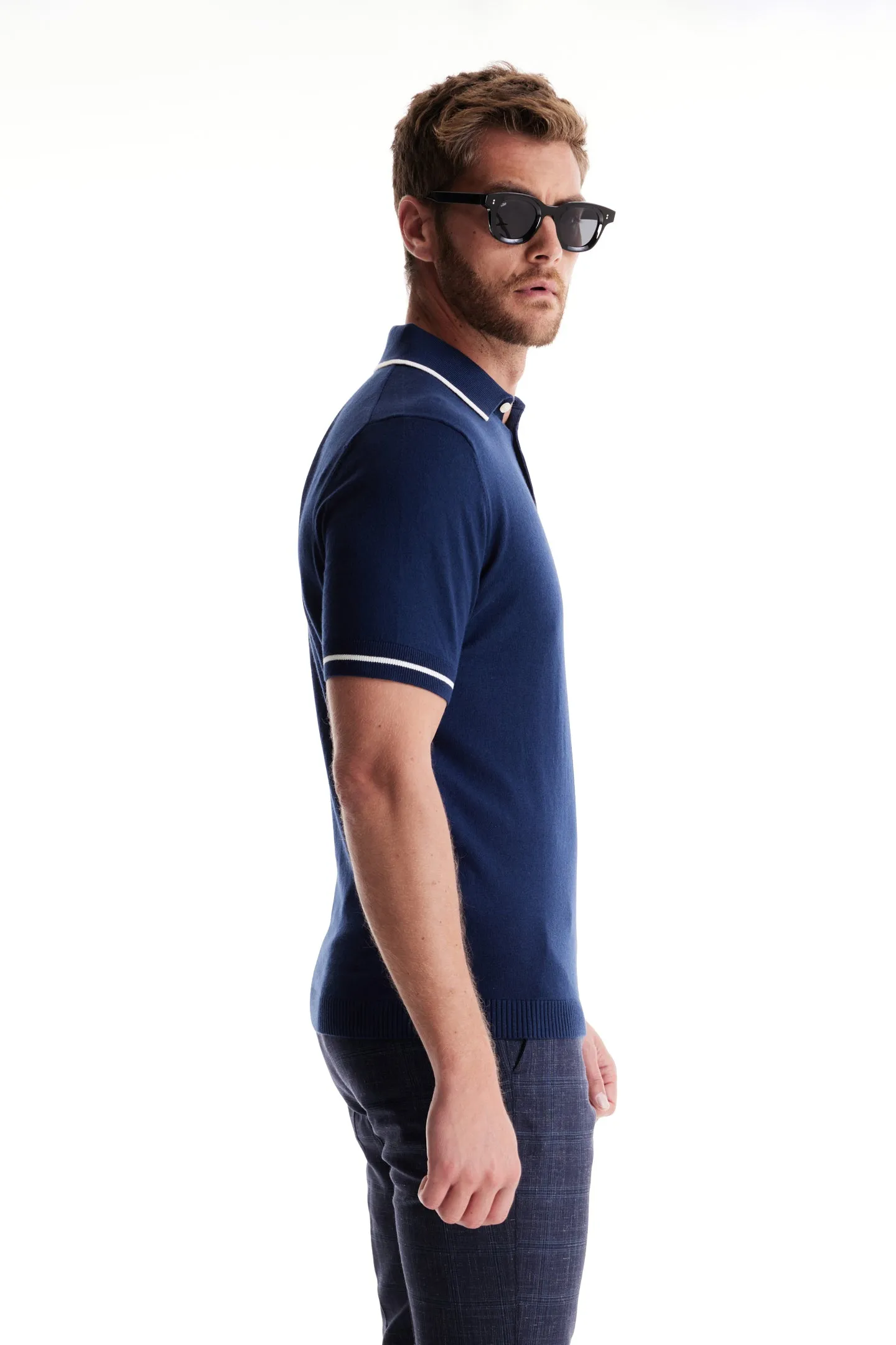 Soft Cloth Pacific Polo in Cotton Silk Jersey - Sky Captain