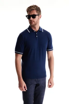 Soft Cloth Pacific Polo in Cotton Silk Jersey - Sky Captain