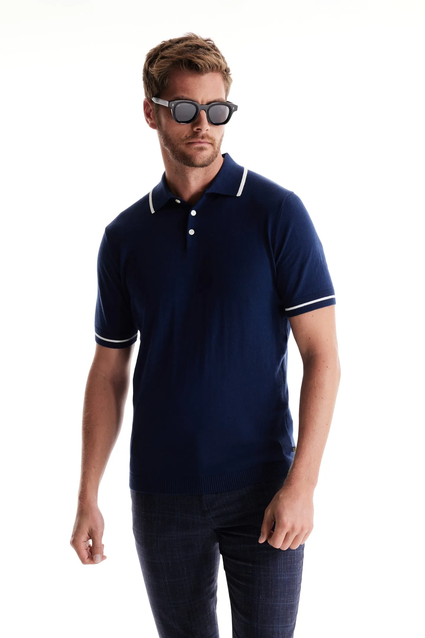 Soft Cloth Pacific Polo in Cotton Silk Jersey - Sky Captain