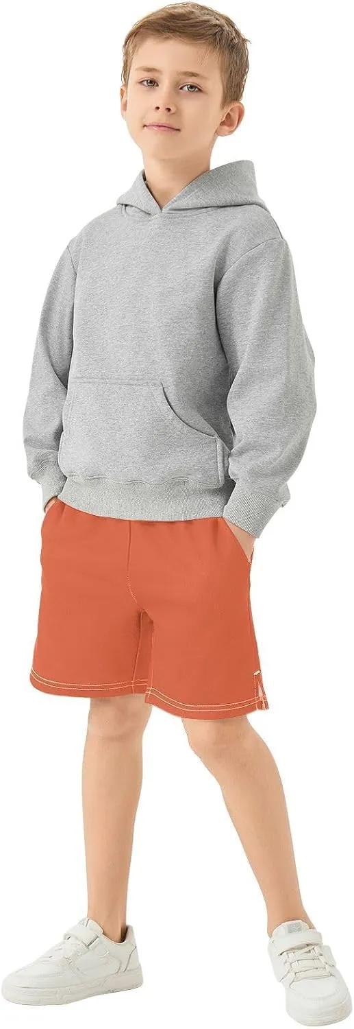 Solid Color Boys Athletic Shorts Lightweight Kids Active Basketball Shorts with Pockets