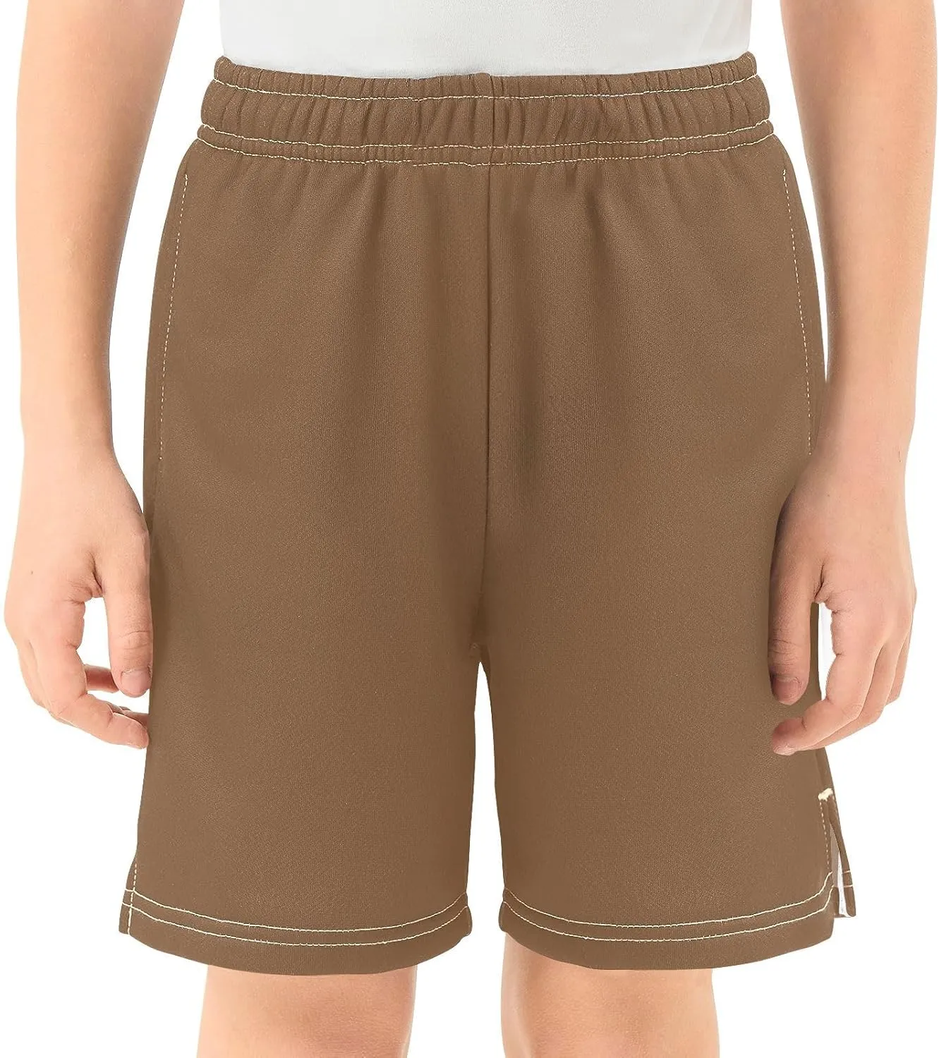 Solid Color Boys Athletic Shorts Lightweight Kids Active Basketball Shorts with Pockets