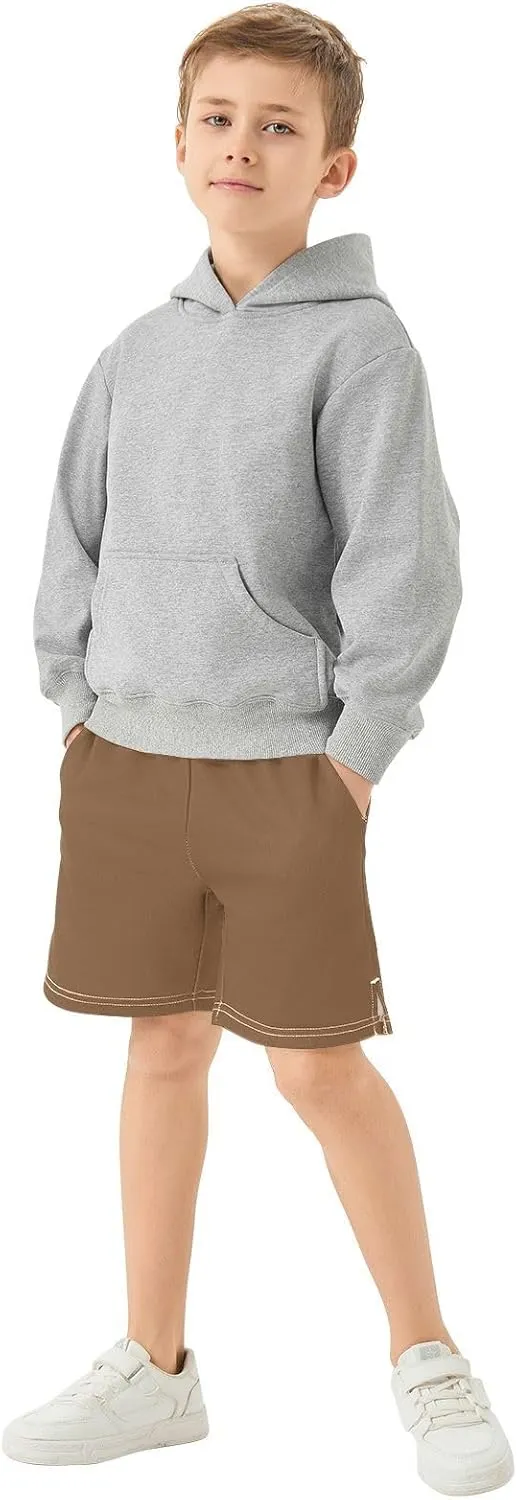 Solid Color Boys Athletic Shorts Lightweight Kids Active Basketball Shorts with Pockets