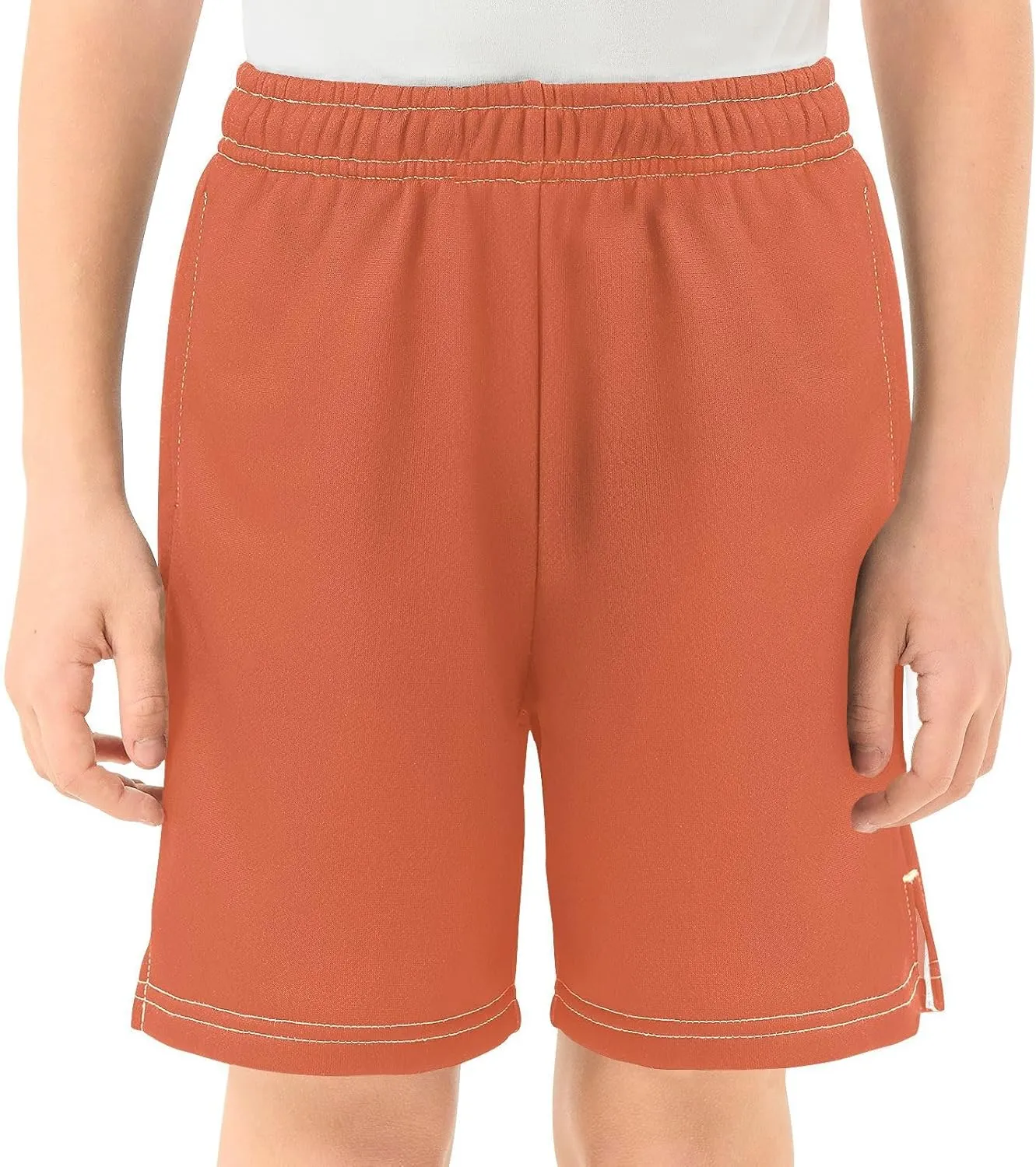 Solid Color Boys Athletic Shorts Lightweight Kids Active Basketball Shorts with Pockets