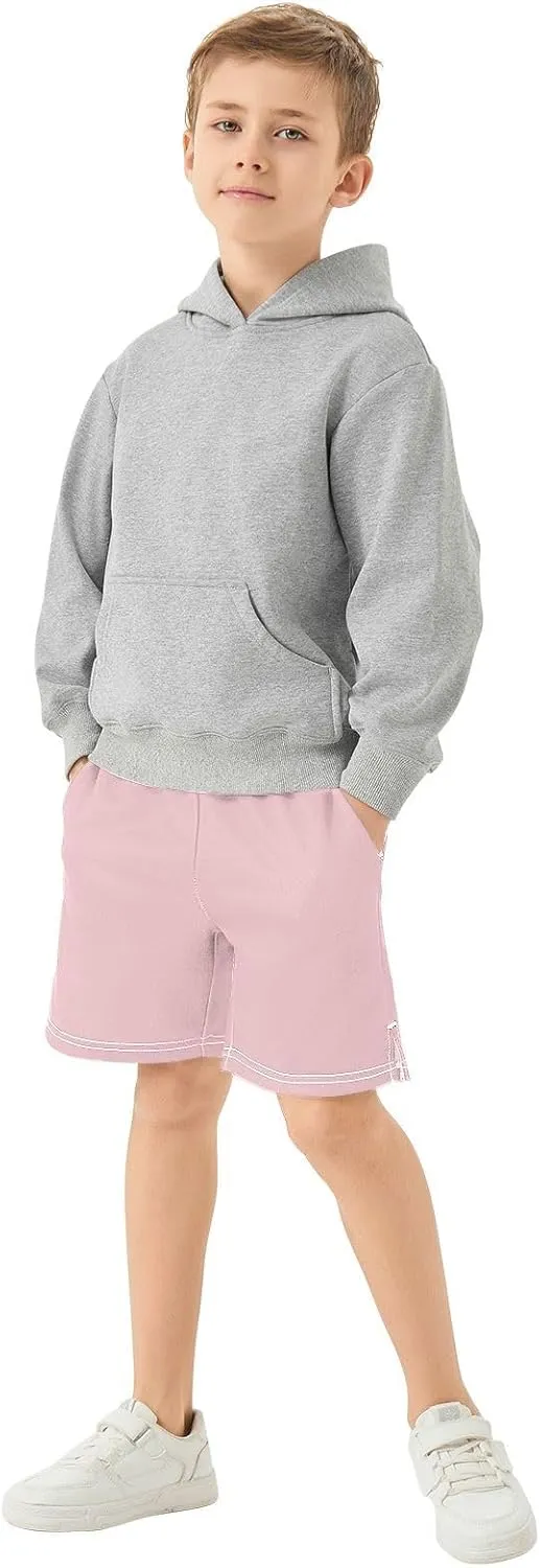 Solid Color Boys Athletic Shorts Lightweight Kids Active Basketball Shorts with Pockets