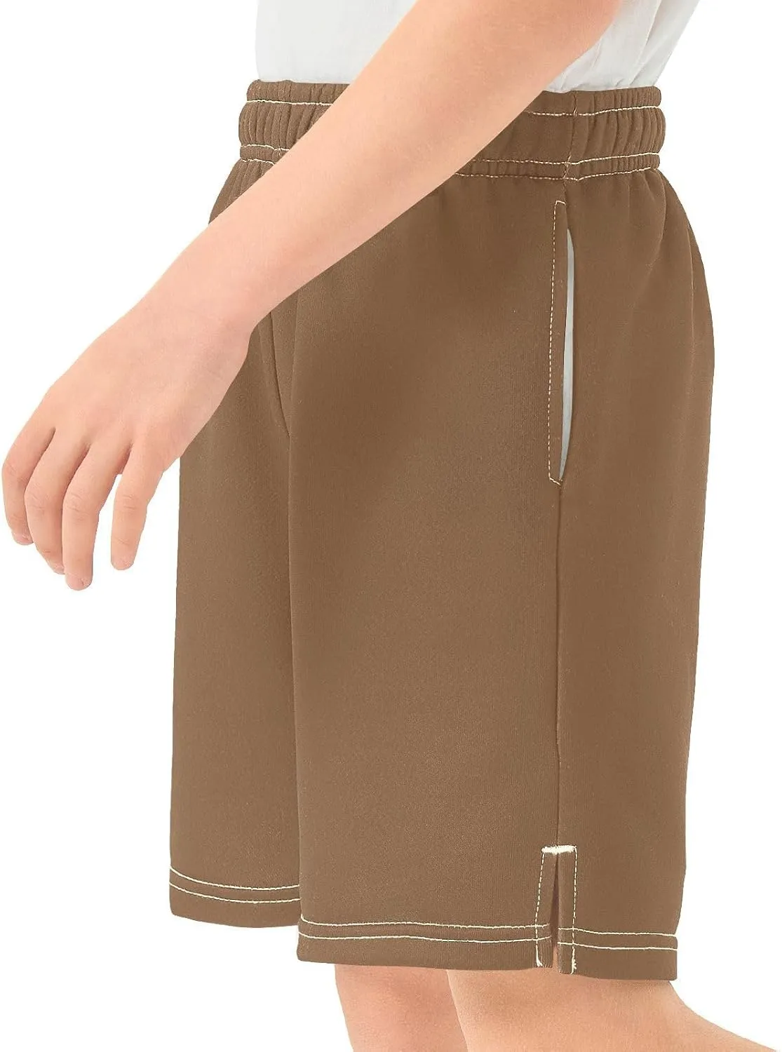 Solid Color Boys Athletic Shorts Lightweight Kids Active Basketball Shorts with Pockets