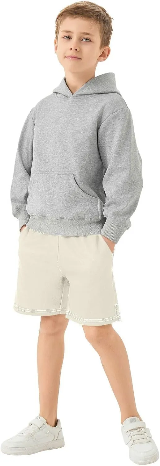 Solid Color Boys Athletic Shorts Lightweight Kids Active Soccer Shorts with Pockets