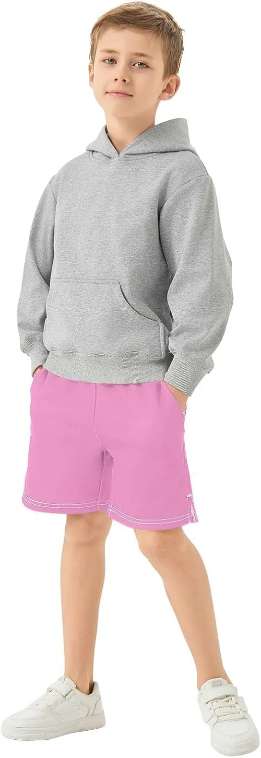 Solid Color Boys Athletic Shorts Lightweight Kids Active Soccer Shorts with Pockets