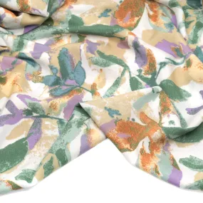 Stippled Fronds Rayon Voile - Ivory/Sand/Wisteria