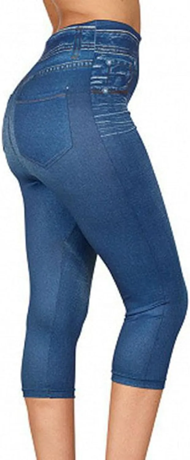 Stretchy Denim Capris for Ladies Slim Fit Summer Jean Pants High Waisted Hip Lifting Leggings Cropped Jeans