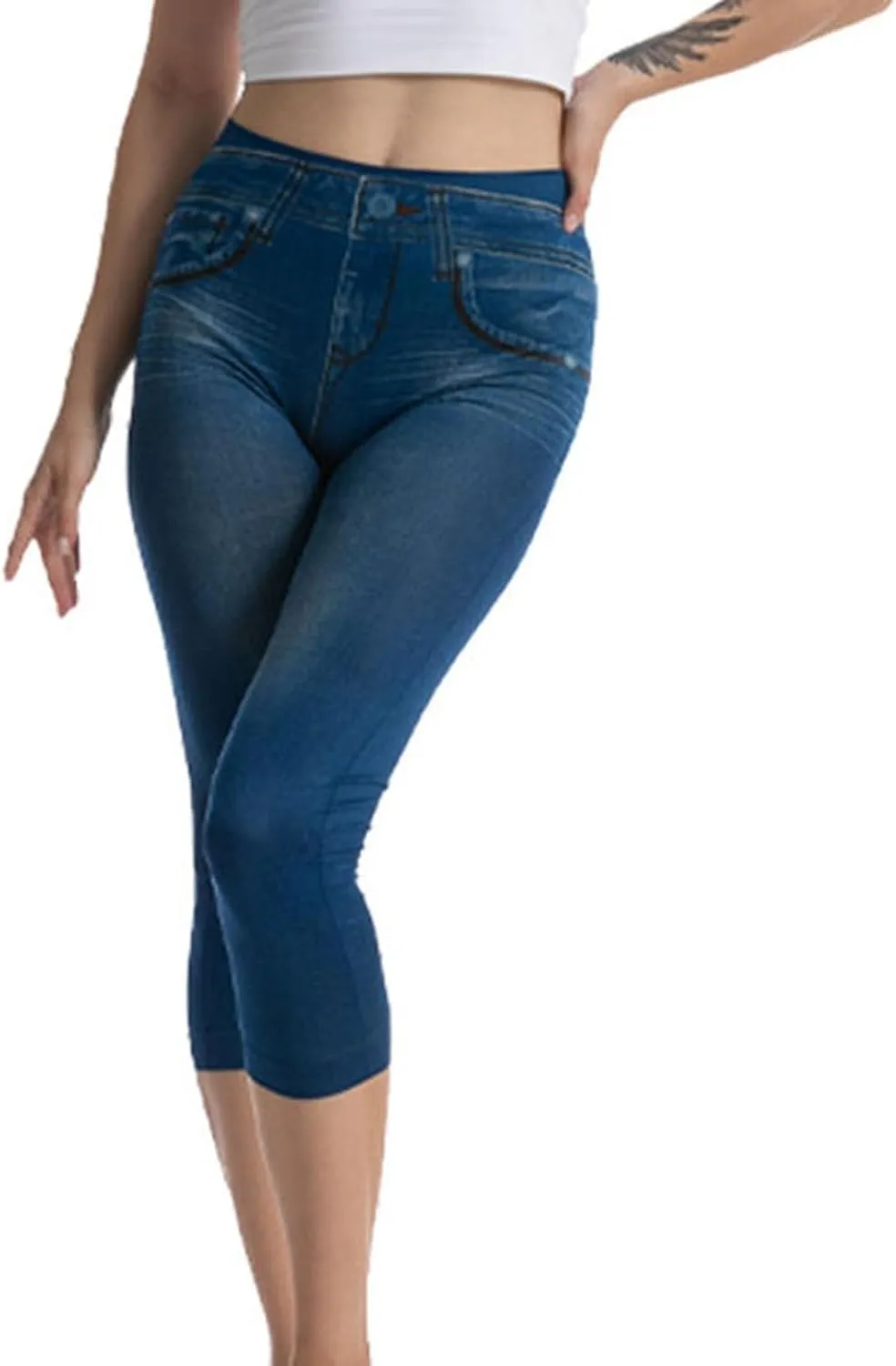Stretchy Denim Capris for Ladies Slim Fit Summer Jean Pants High Waisted Hip Lifting Leggings Cropped Jeans