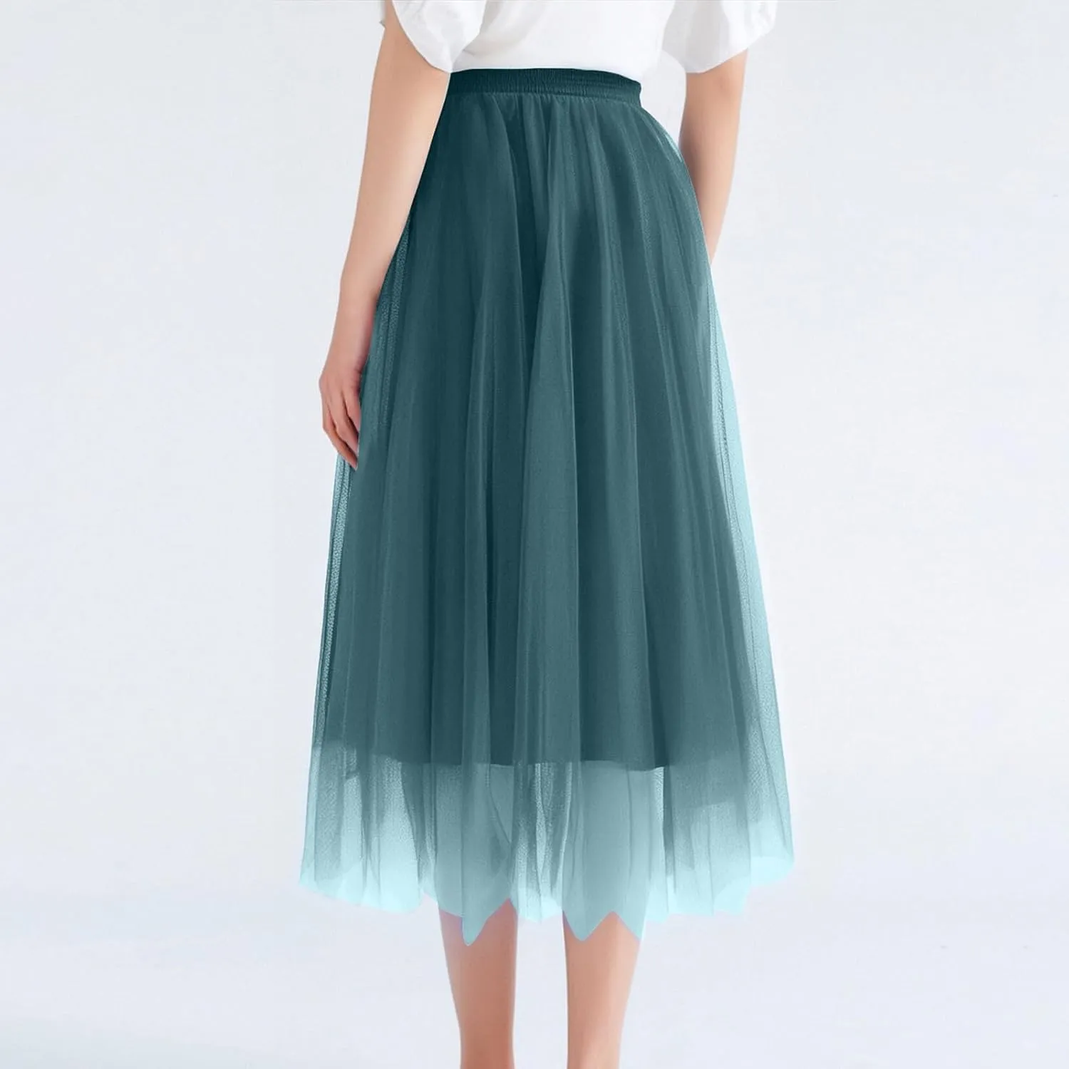 Summer Skirts for Women Loose Casual Trendy Solid Color Flowy Vacation Mesh Tulle Skirts, S-XL