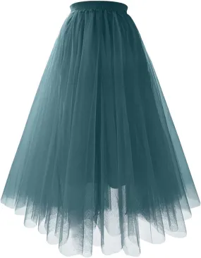 Summer Skirts for Women Loose Casual Trendy Solid Color Flowy Vacation Mesh Tulle Skirts, S-XL