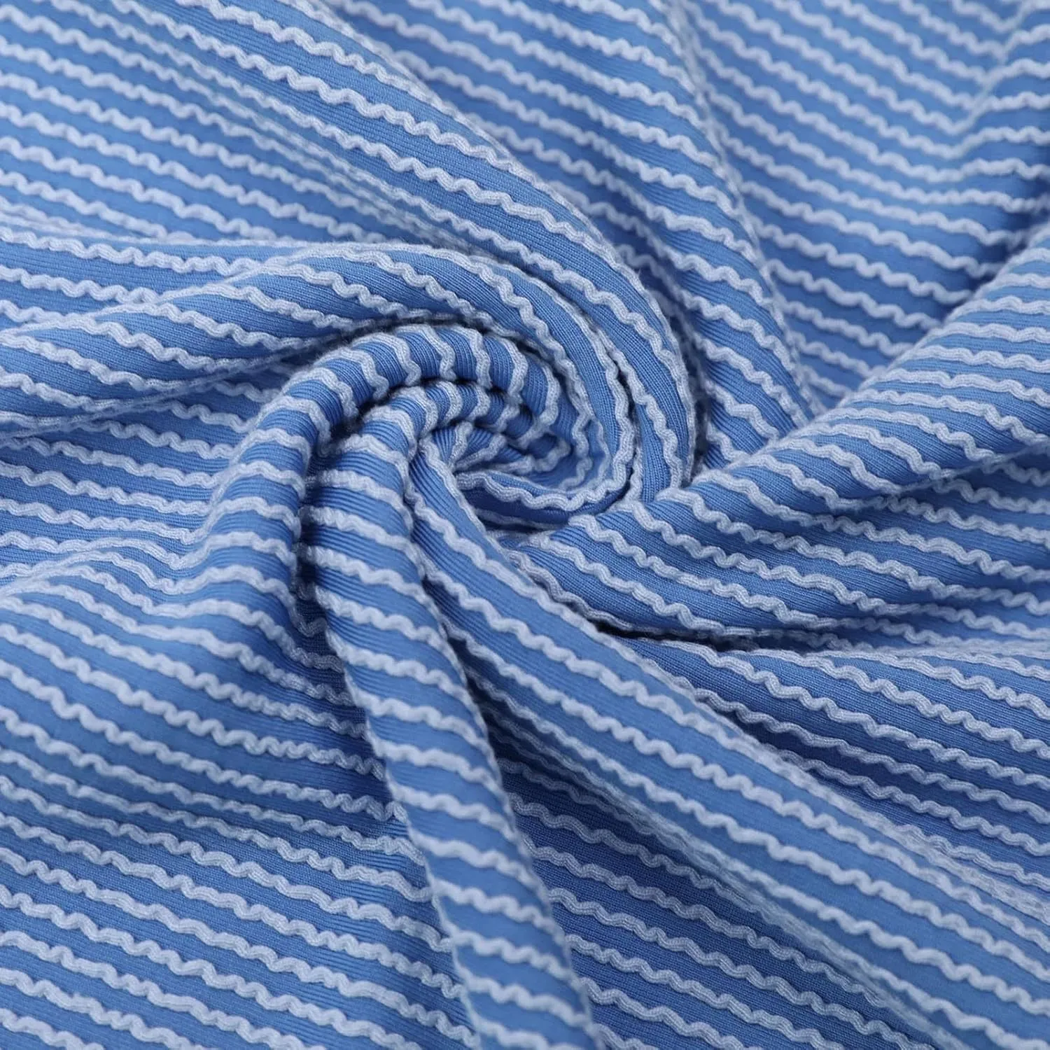 Summer Stripe Dresses for Women Casual Short Sleeve Loose Fit Crew Neck Dress Fashion Pleated Vacation Sundress
