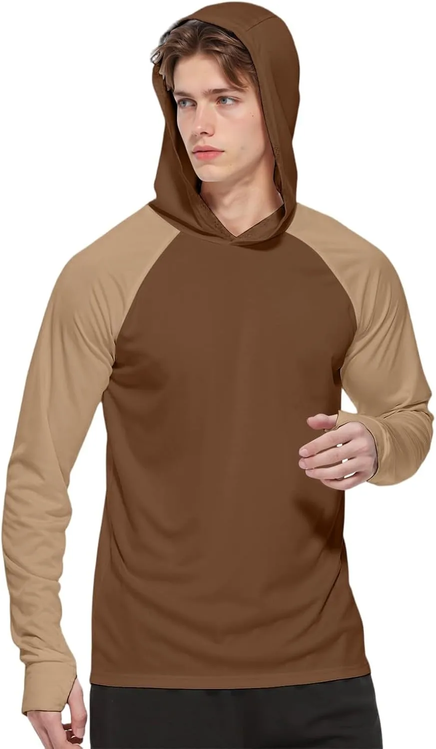 Sun Protection Shirt for Men Ice Silk Raglan Long Sleeve Lightweight Breathable Rash Guard SPF/UV Fishing Shirt