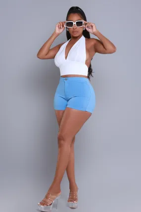 Super Swank High Waist Stretchy Shorts - Baby Blue