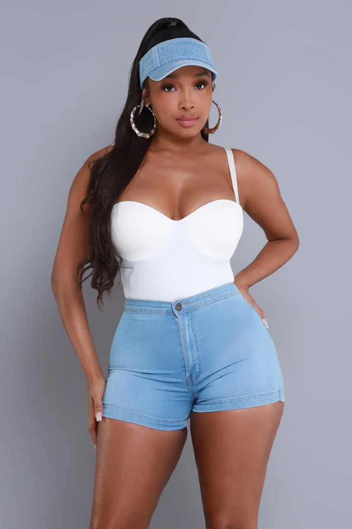 Super Swank High Waist Stretchy Shorts - Light Wash No.180