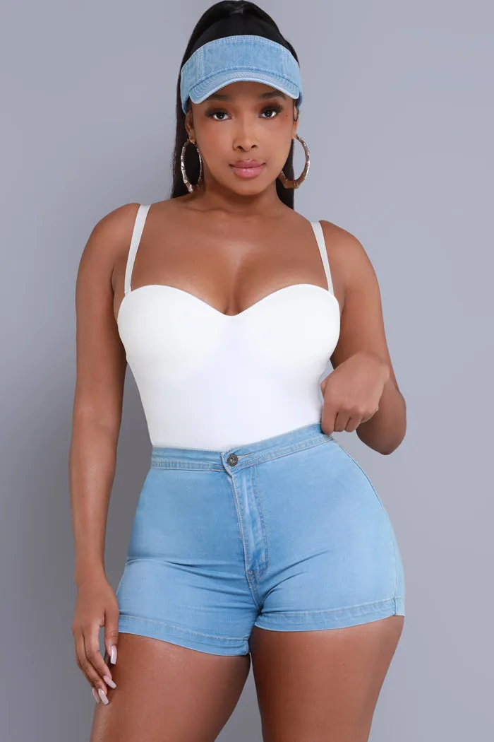 Super Swank High Waist Stretchy Shorts - Light Wash No.180