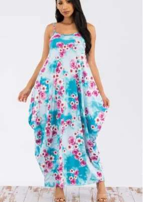 Tropical Resort Cami Floral Dress with Pockets Made in USA