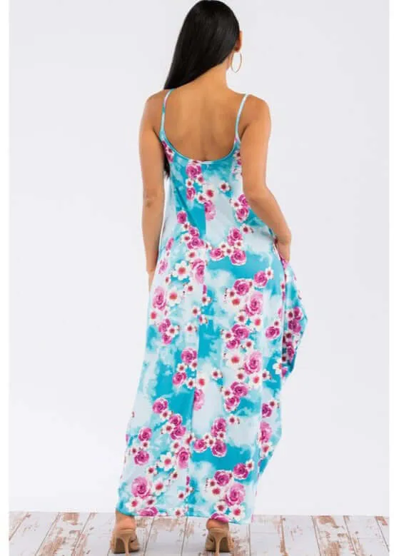 Tropical Resort Cami Floral Dress with Pockets Made in USA
